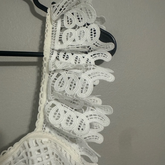 Anthropologie eri + Ali ruffled fairy crochet top White Lace size large - Picture 3 of 7